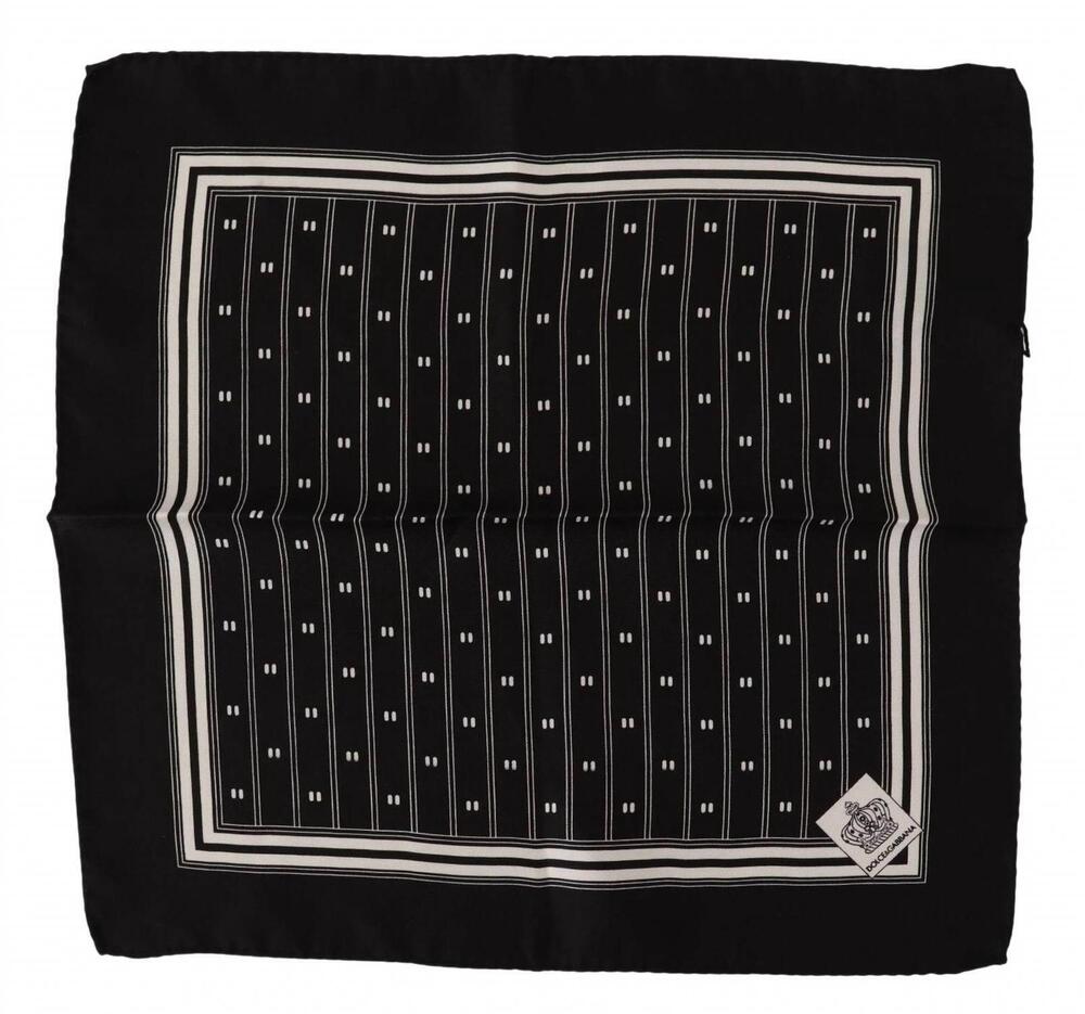 NEW DOLCE & GABBANA elegant silk pocket square handkerchief in black